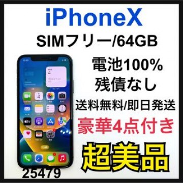 S 100% iPhone X Space Gray 64 GB SIMフリー