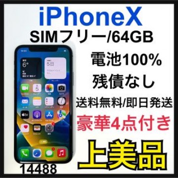 A 100% iPhone X Space Gray 64 GB SIMフリー