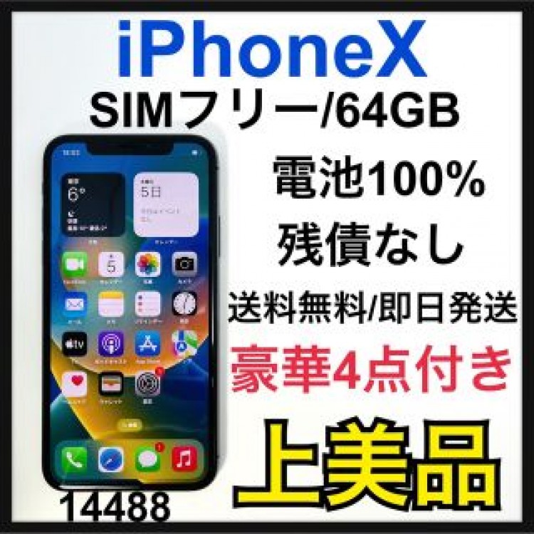 A 100% iPhone X Space Gray 64 GB SIMフリー