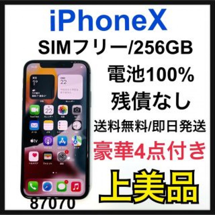 A 100%6iPhone X Space Gray 256 GB SIMフリー