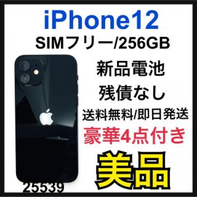美品　新品電池　iPhone 12 ブラック 256 GB SIMフリー　本体