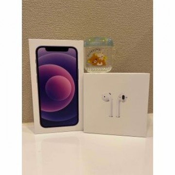 SIMフリー　iPhone12 mini 256GB パープル　AirPods付