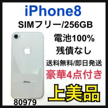 A 電池100% iPhone 8 Silver 256 GB SIMフリー