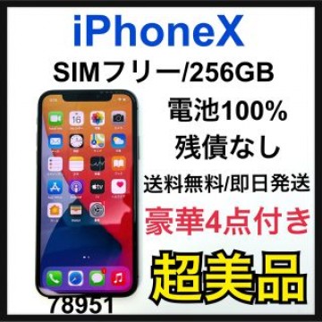A 100% iPhone X Space Gray 256 GB SIMフリー