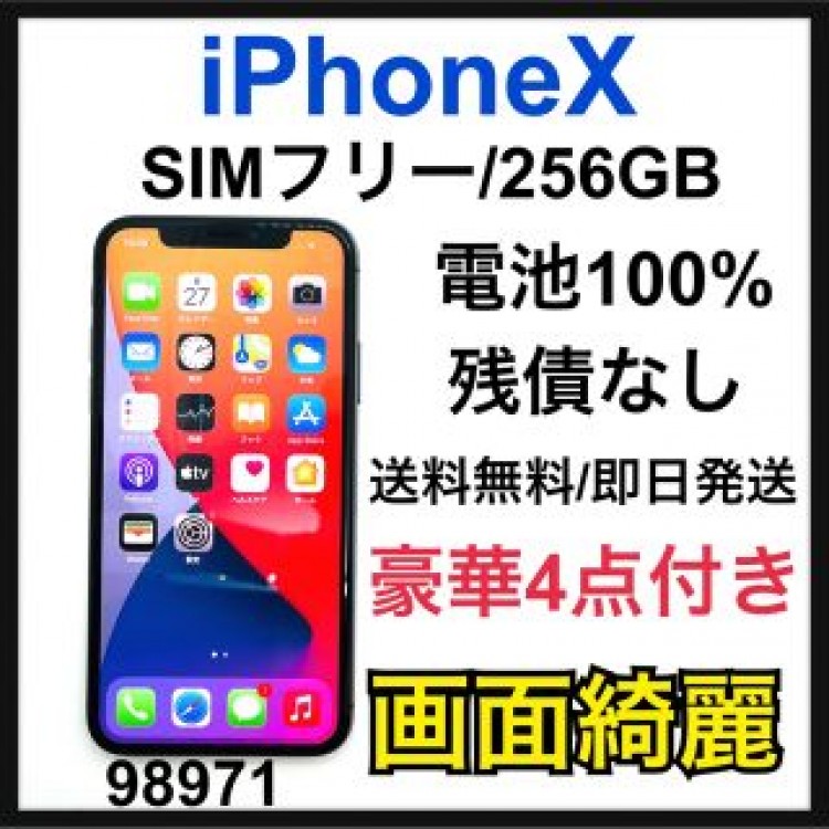 100% iPhone X Space Gray 256 GB SIMフリー