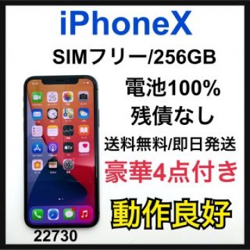 B 100% iPhone X Space Gray 256 GB SIMフリー