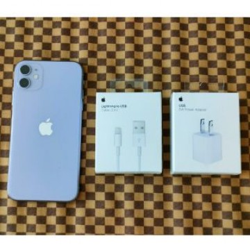iPhone11 64GB SIMフリー パープル アダプター、ケーブル付