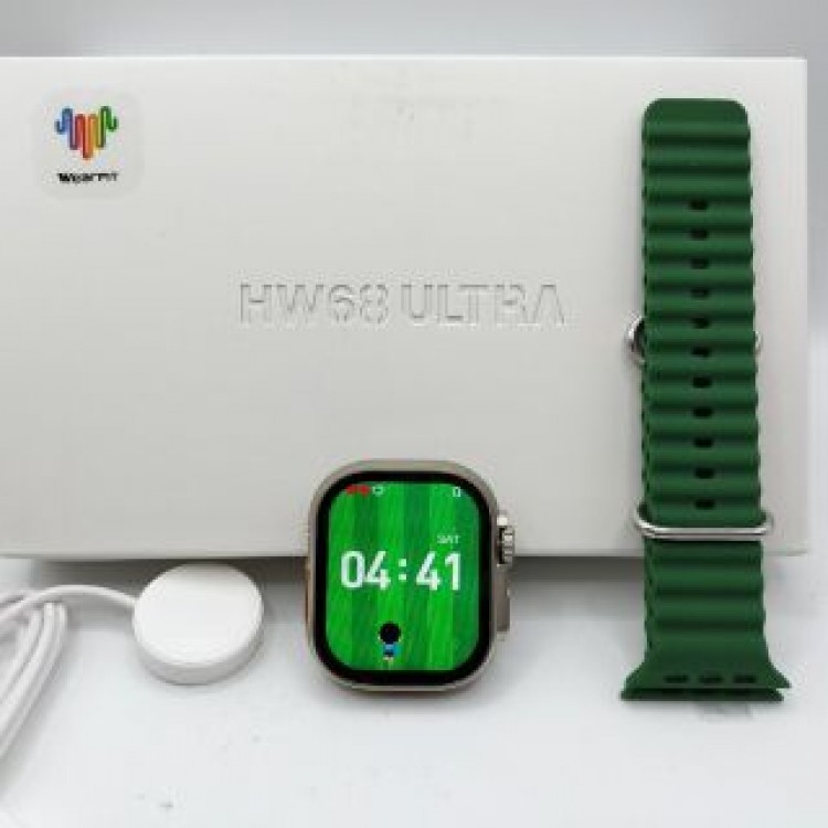 最新【体温・着信表示・ベルト】スマートウォッチ(ブラック)HW68 ULTRA