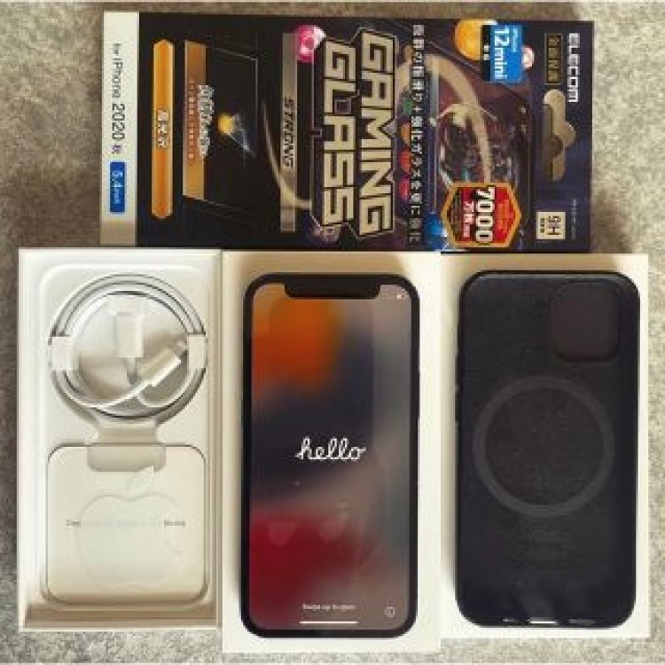 iPhone12 mini ブラックSIMフリー ＋純正レザーケース