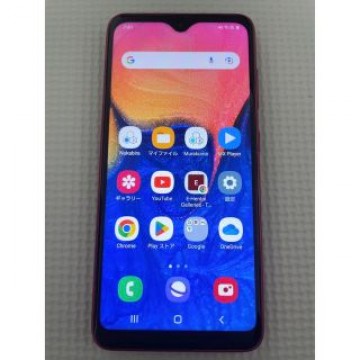 【中古】Galaxy A20 scv46 レッド本体　au端末　SIMロックあり