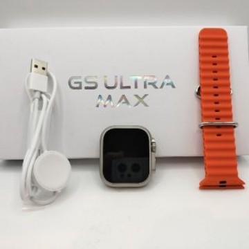 最新【着信表示・ベルト】スマートウォッチ(オレンジ)GS ULTRA MAX