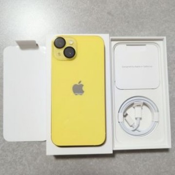iPhone 14 128GB イエロー SIMフリー　ガラスフィルム、ケース付