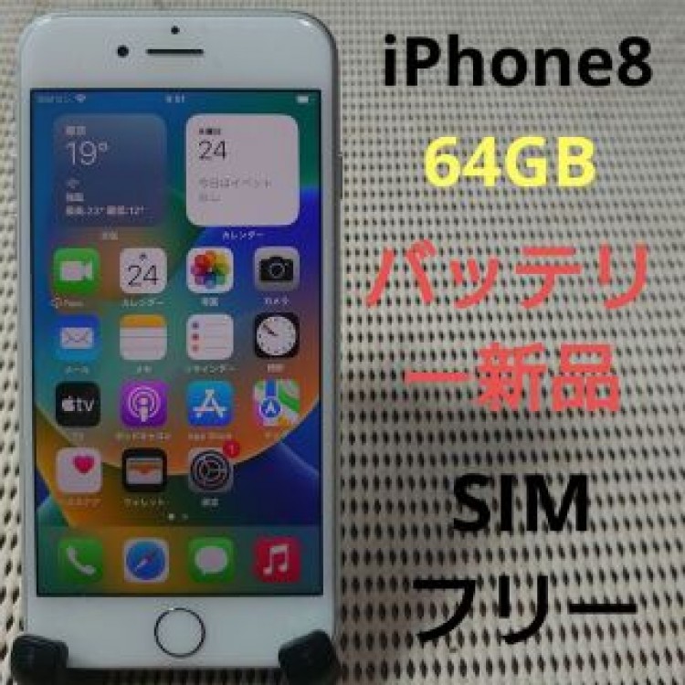 完動品SIMフリーiPhone8本体64GBシルバーDOCOMO判定○