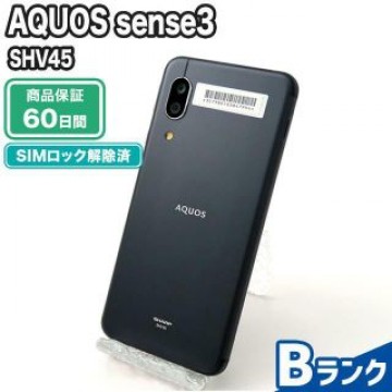 SHV45 AQUOS sense3 ブラック KDDI 中古 Bランク 本体【エコたん】