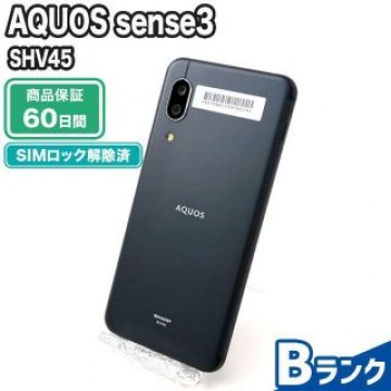 SHV45 AQUOS sense3 ブラック KDDI 中古 Bランク 本体【エコたん】