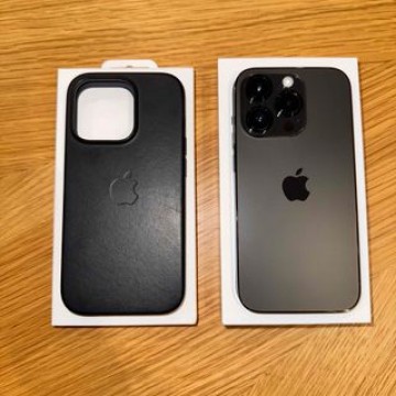 iPhone14 Pro 256GB スペースブラックレザーケース付き
