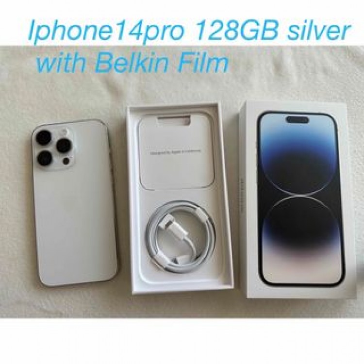 iphone14pro 128GB Silver 強化ガラスフィルム付