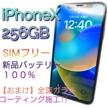 iPhoneX　256GB　SIMフリー　新品バッテリー　豪華特典　＃20